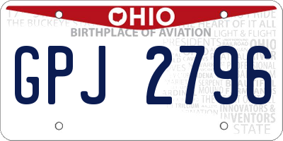 OH license plate GPJ2796