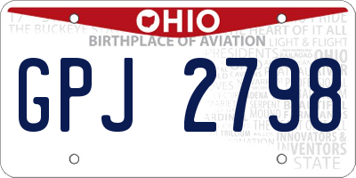OH license plate GPJ2798