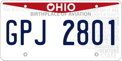 OH license plate GPJ2801