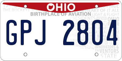 OH license plate GPJ2804