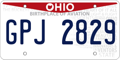 OH license plate GPJ2829
