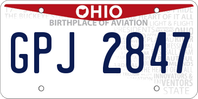 OH license plate GPJ2847