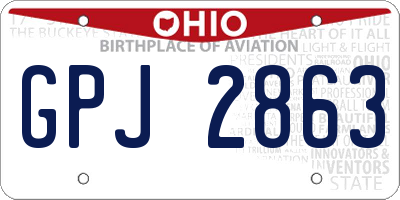 OH license plate GPJ2863