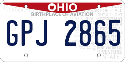 OH license plate GPJ2865