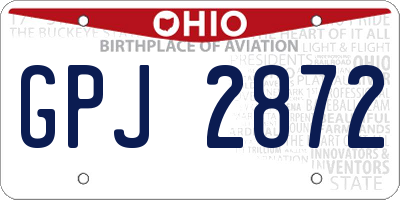 OH license plate GPJ2872