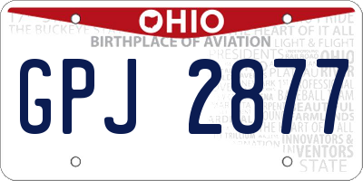 OH license plate GPJ2877