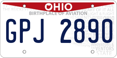 OH license plate GPJ2890