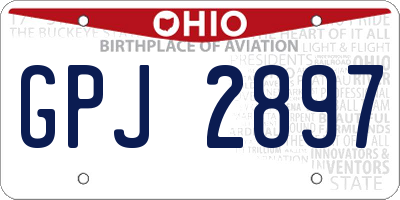 OH license plate GPJ2897