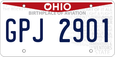 OH license plate GPJ2901
