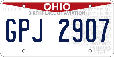 OH license plate GPJ2907