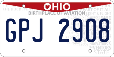 OH license plate GPJ2908