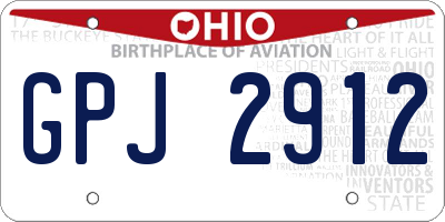OH license plate GPJ2912
