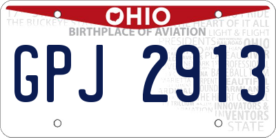 OH license plate GPJ2913