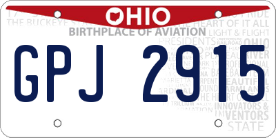 OH license plate GPJ2915