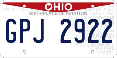 OH license plate GPJ2922