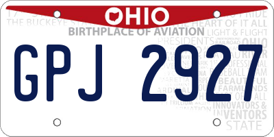 OH license plate GPJ2927