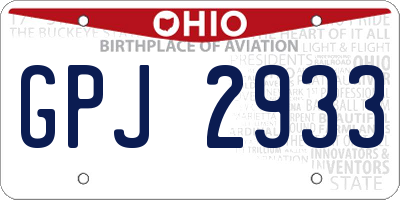 OH license plate GPJ2933
