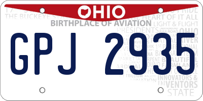 OH license plate GPJ2935