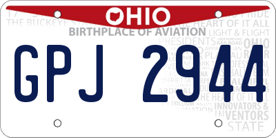 OH license plate GPJ2944