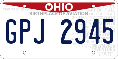 OH license plate GPJ2945