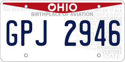 OH license plate GPJ2946