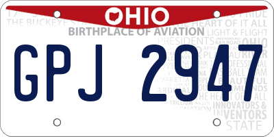 OH license plate GPJ2947