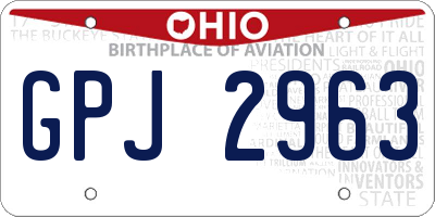 OH license plate GPJ2963