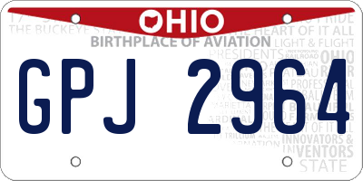 OH license plate GPJ2964