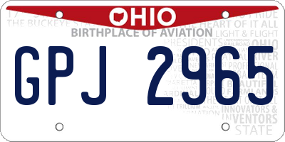 OH license plate GPJ2965