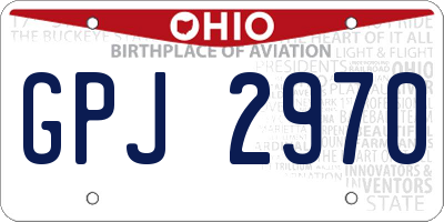 OH license plate GPJ2970