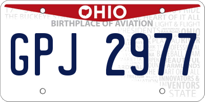 OH license plate GPJ2977