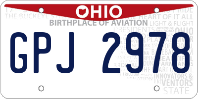 OH license plate GPJ2978
