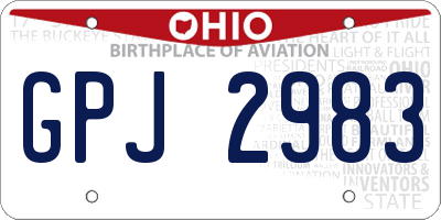 OH license plate GPJ2983