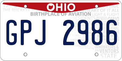 OH license plate GPJ2986