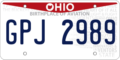 OH license plate GPJ2989
