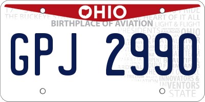 OH license plate GPJ2990