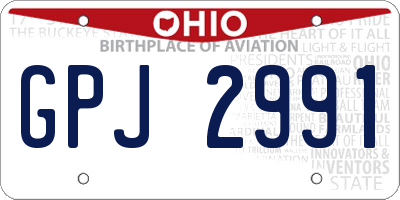 OH license plate GPJ2991