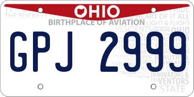 OH license plate GPJ2999