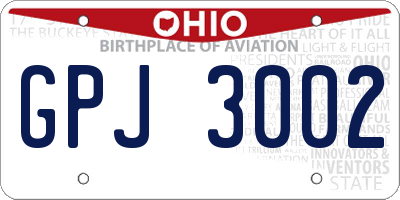 OH license plate GPJ3002