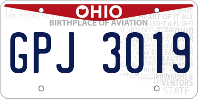 OH license plate GPJ3019