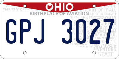 OH license plate GPJ3027