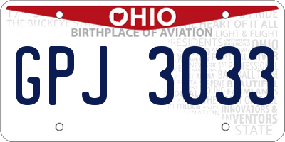OH license plate GPJ3033