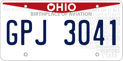 OH license plate GPJ3041