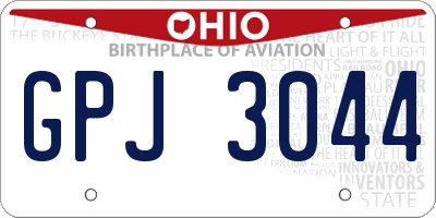 OH license plate GPJ3044