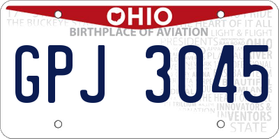 OH license plate GPJ3045