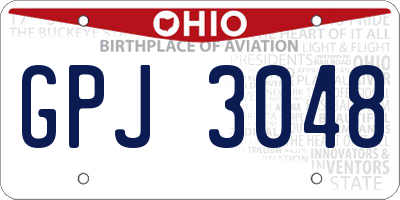 OH license plate GPJ3048