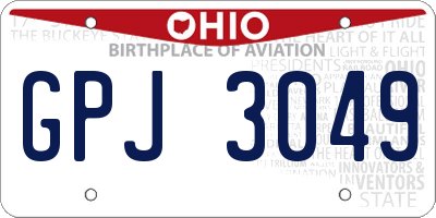 OH license plate GPJ3049