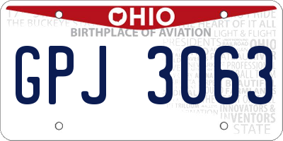 OH license plate GPJ3063
