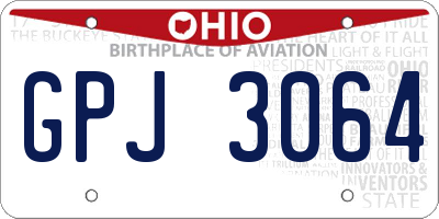 OH license plate GPJ3064