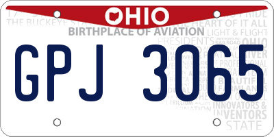 OH license plate GPJ3065